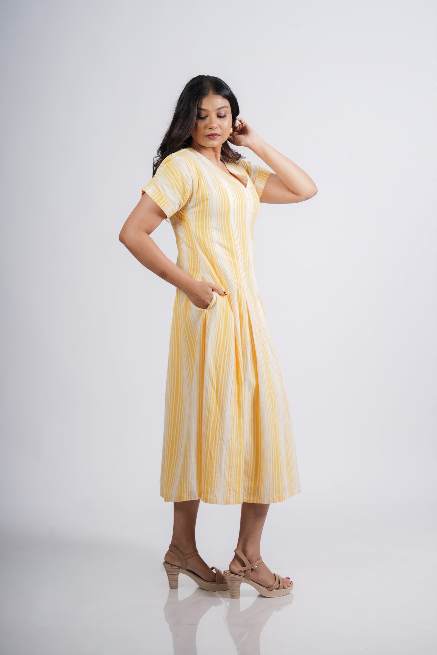 Roma Dress in Handwoven Stripes