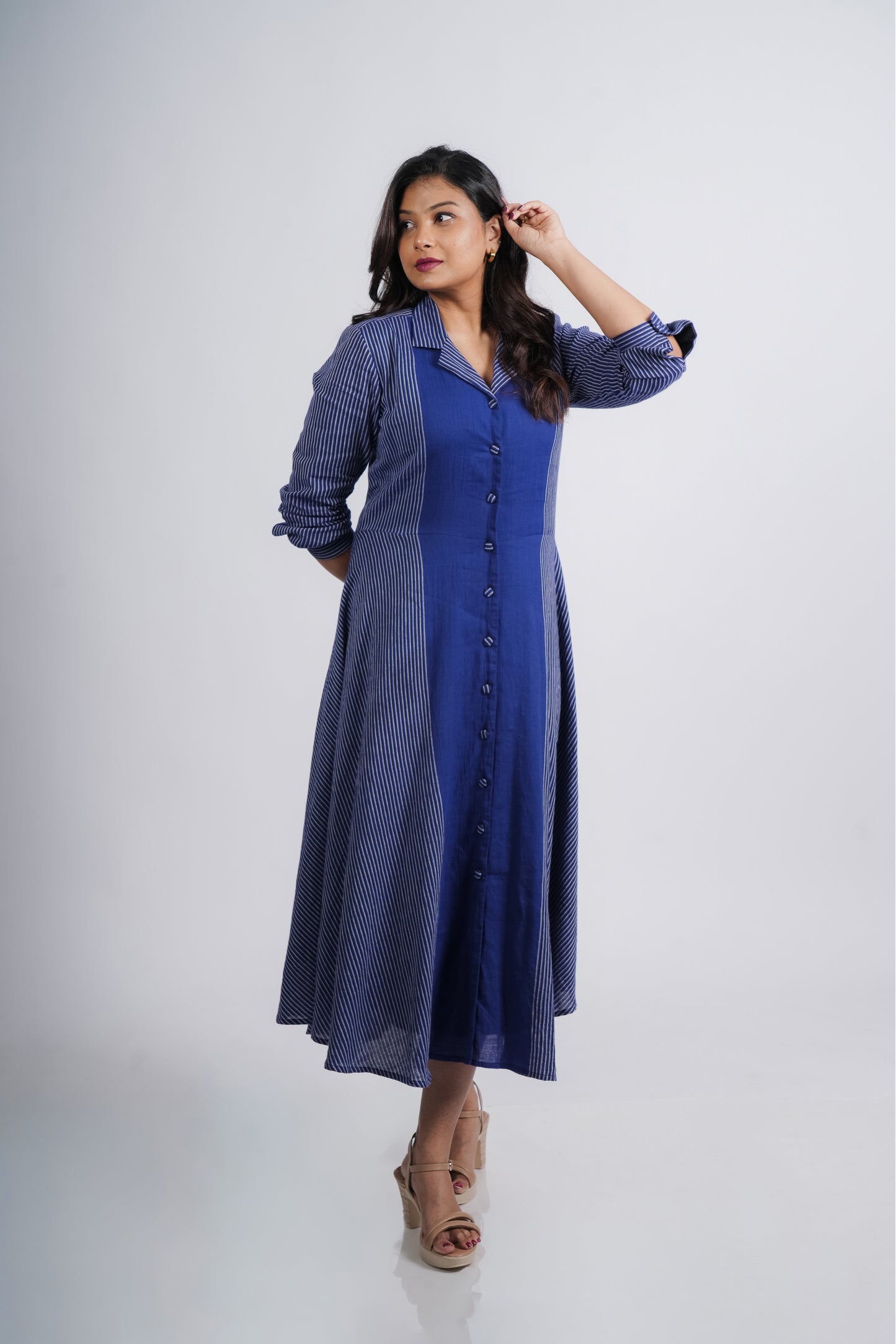 Evelyn Dress in Handwoven Stripes