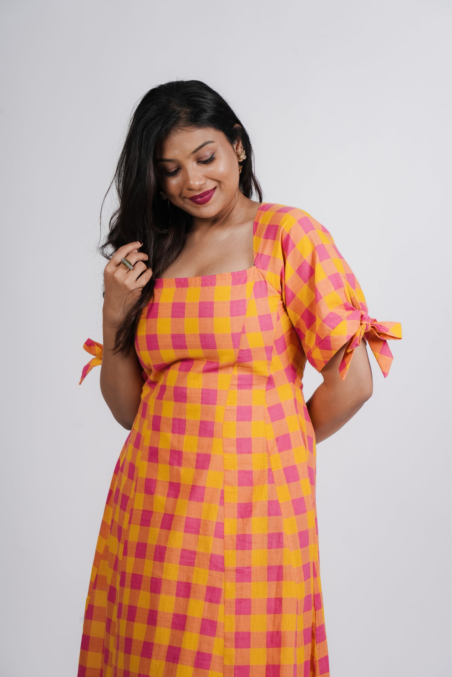 Haliey Dress in Handwoven Checks