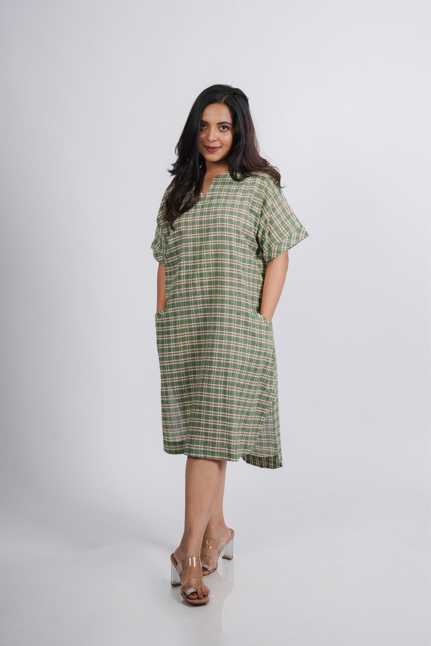 Jane Dress in Handwoven Checks