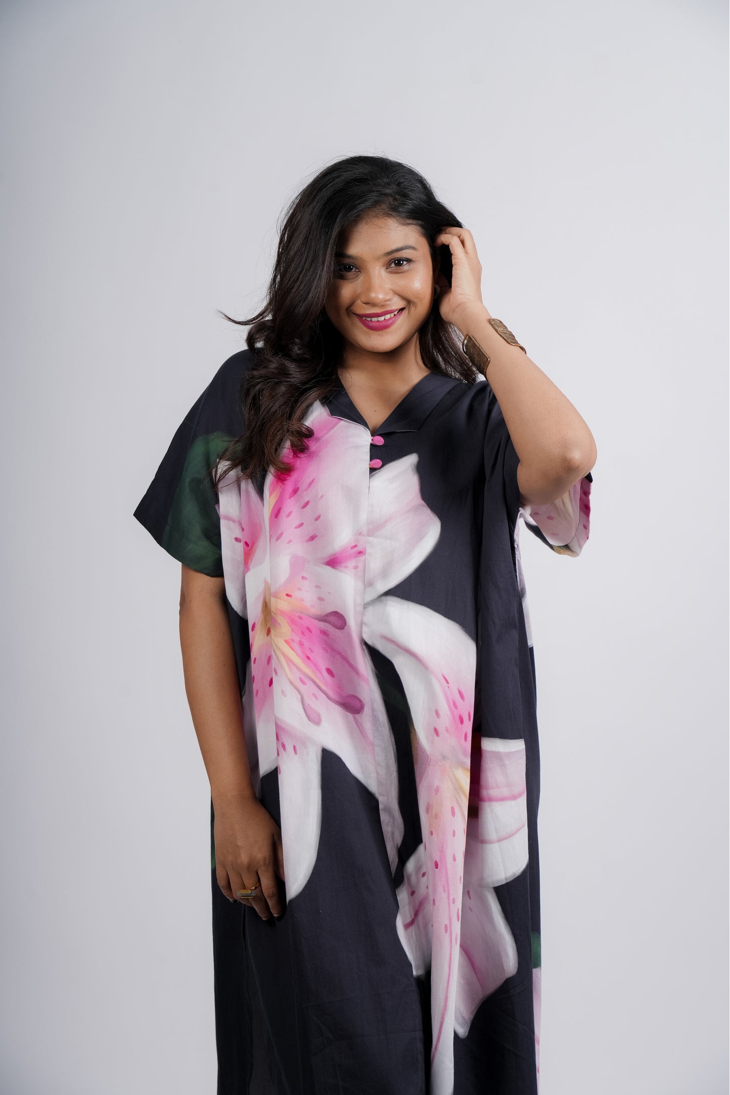 Mona Kaftan- Black Print