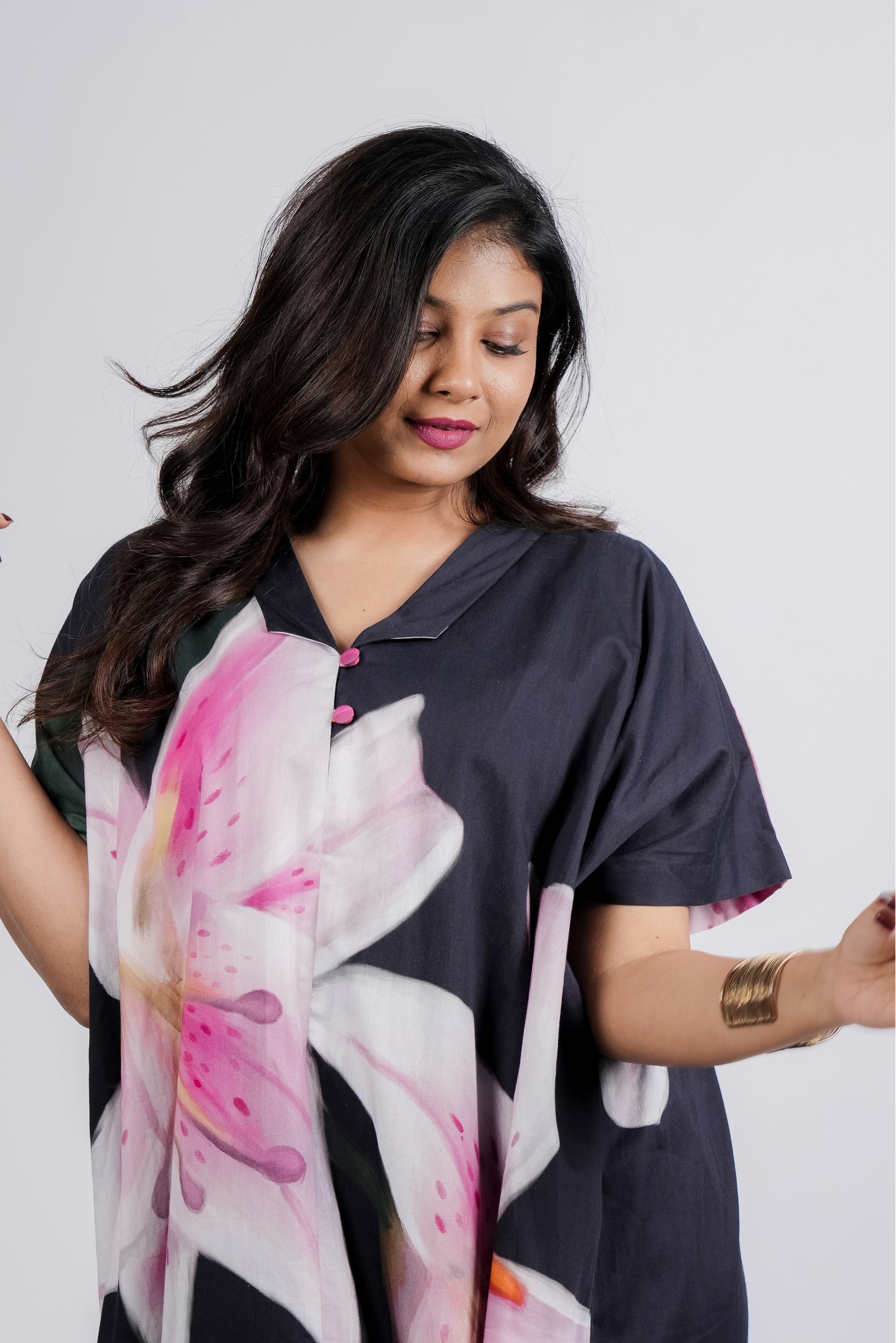 Mona Kaftan- Black Print