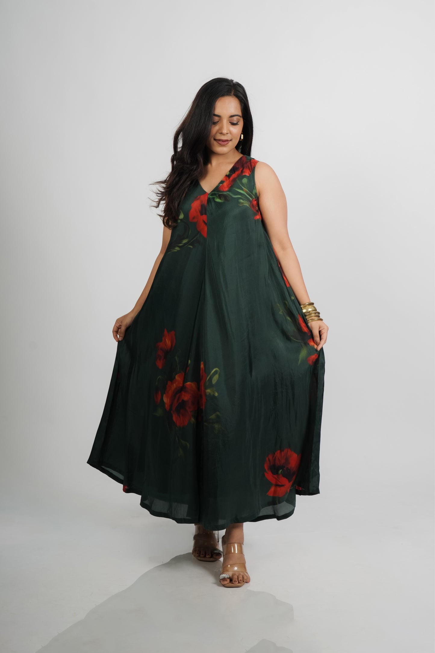 Ruby Dress- Green Print