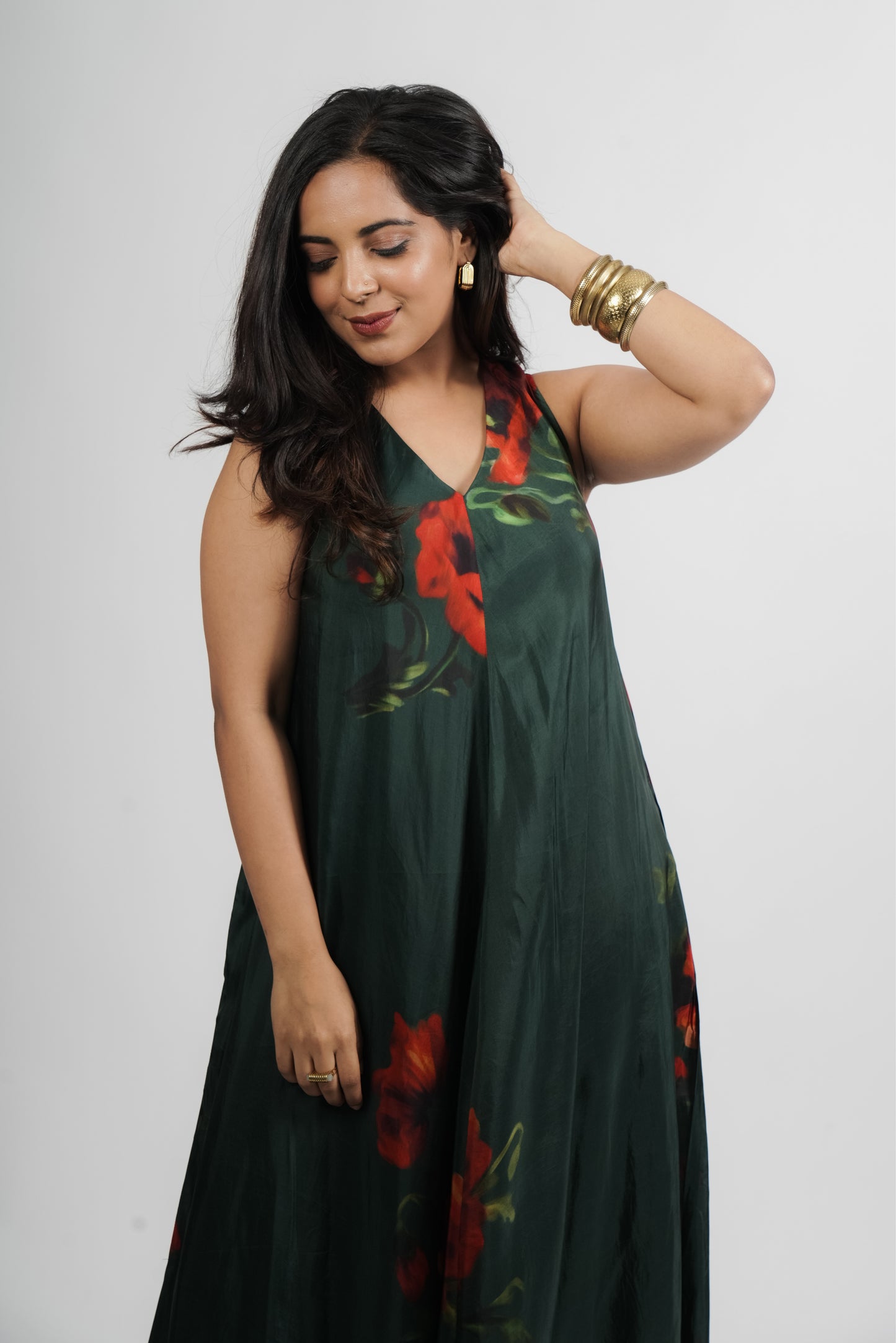 Ruby Dress- Green Print