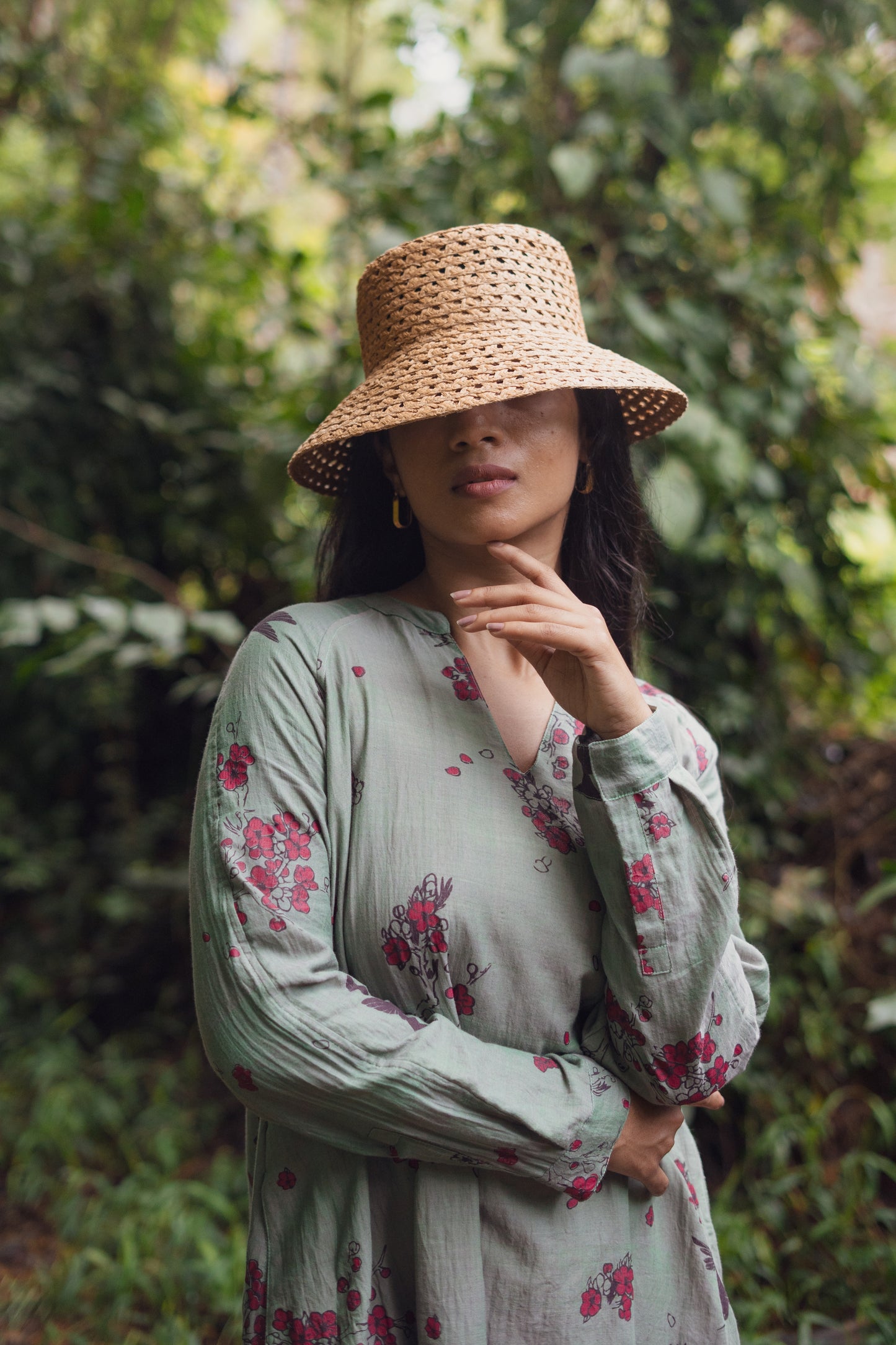 Handwoven printed Olivia Dress- Green