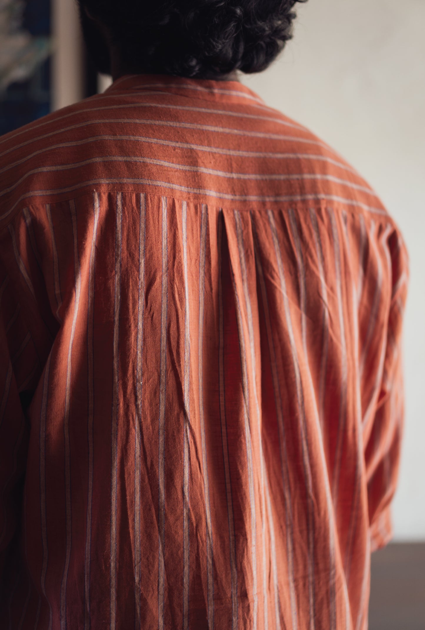 Handwoven Khadi Naro Shirt in Peach