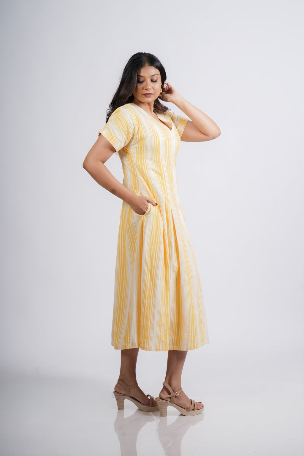 Roma Dress in Handwoven Stripes