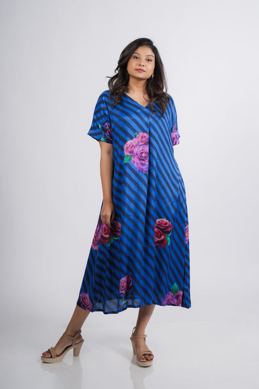 Abigail Dress- Blue stripes
