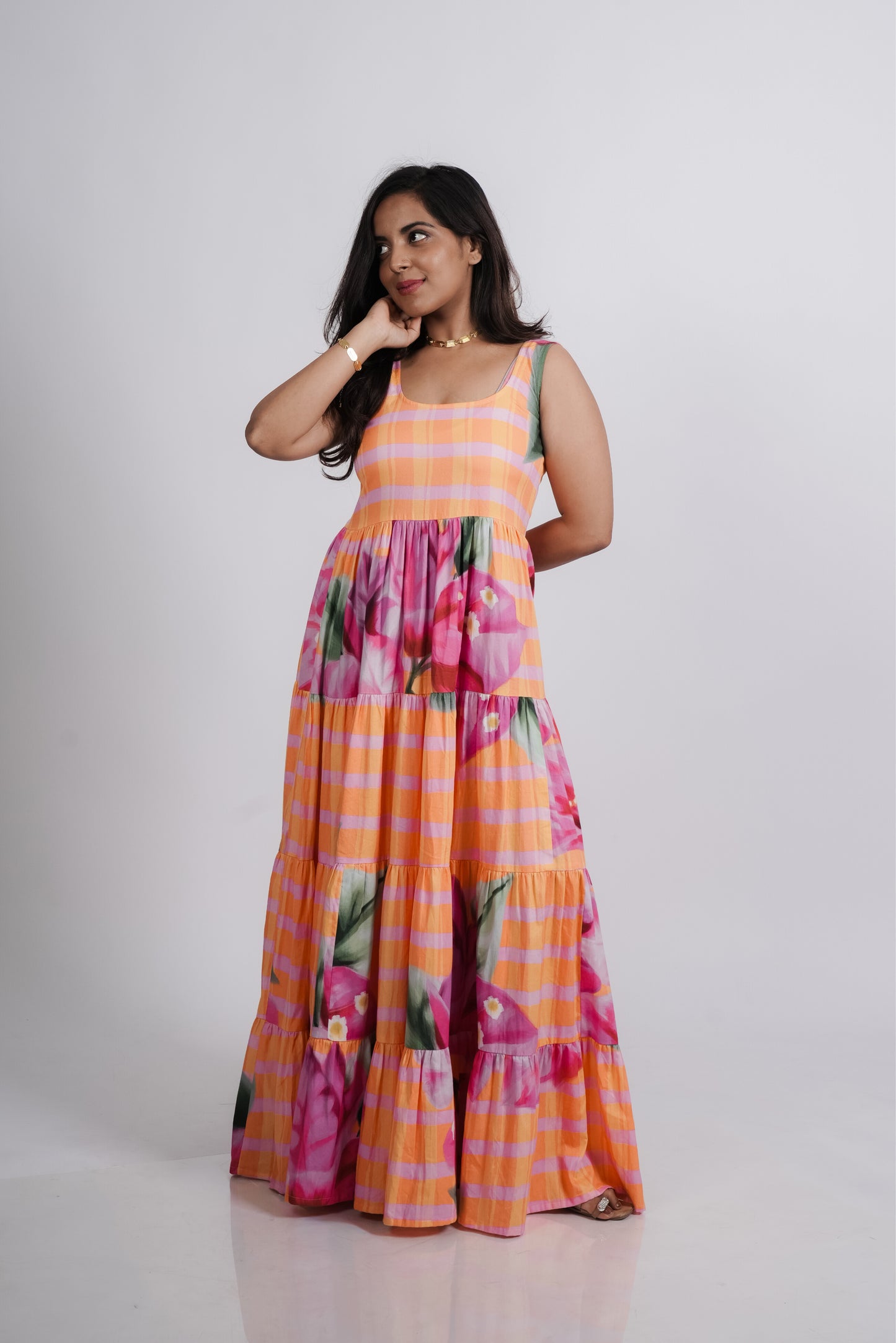 Daisy Dress- Orange Print