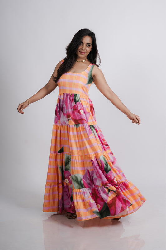 Daisy Dress- Orange Print