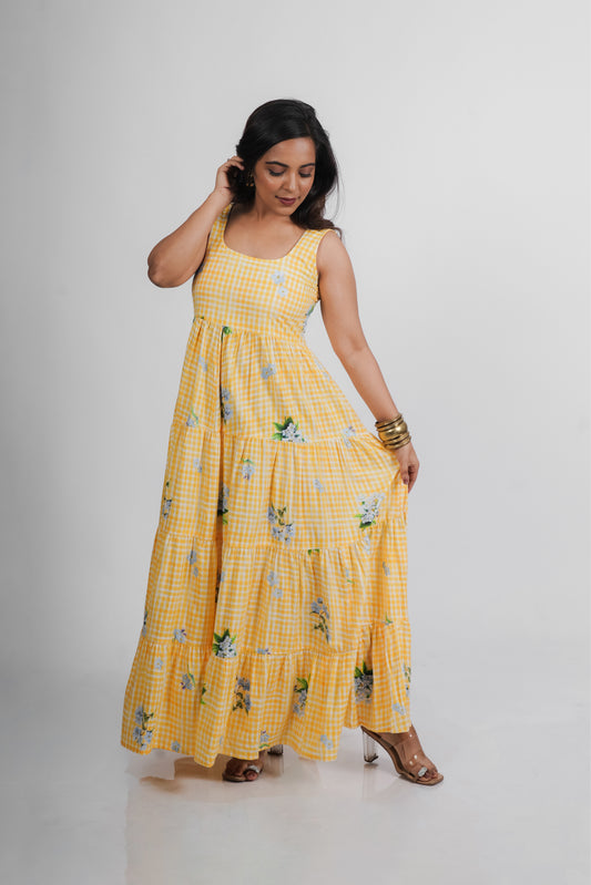 Daisy Dress- Yellow Print