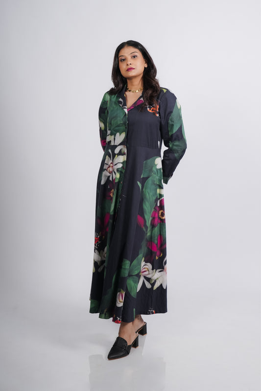 Evelyn Dress- Black Print