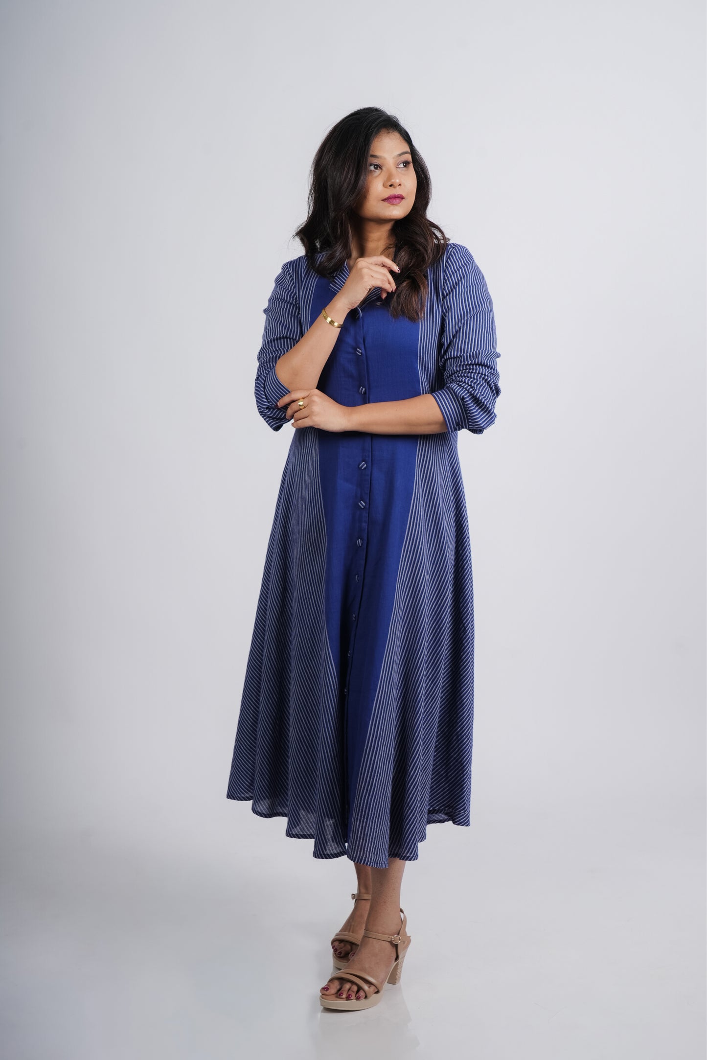 Evelyn Dress in Handwoven Stripes