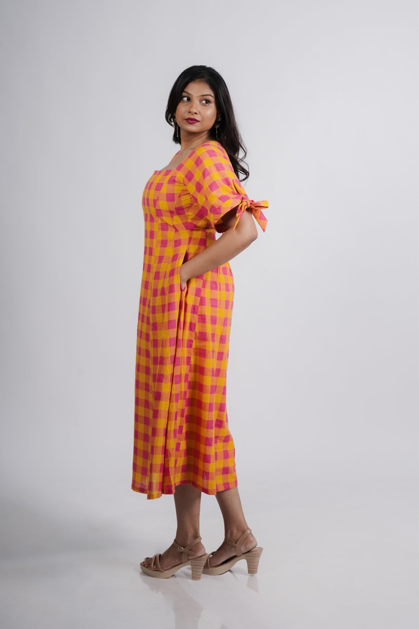 Haliey Dress in Handwoven Checks