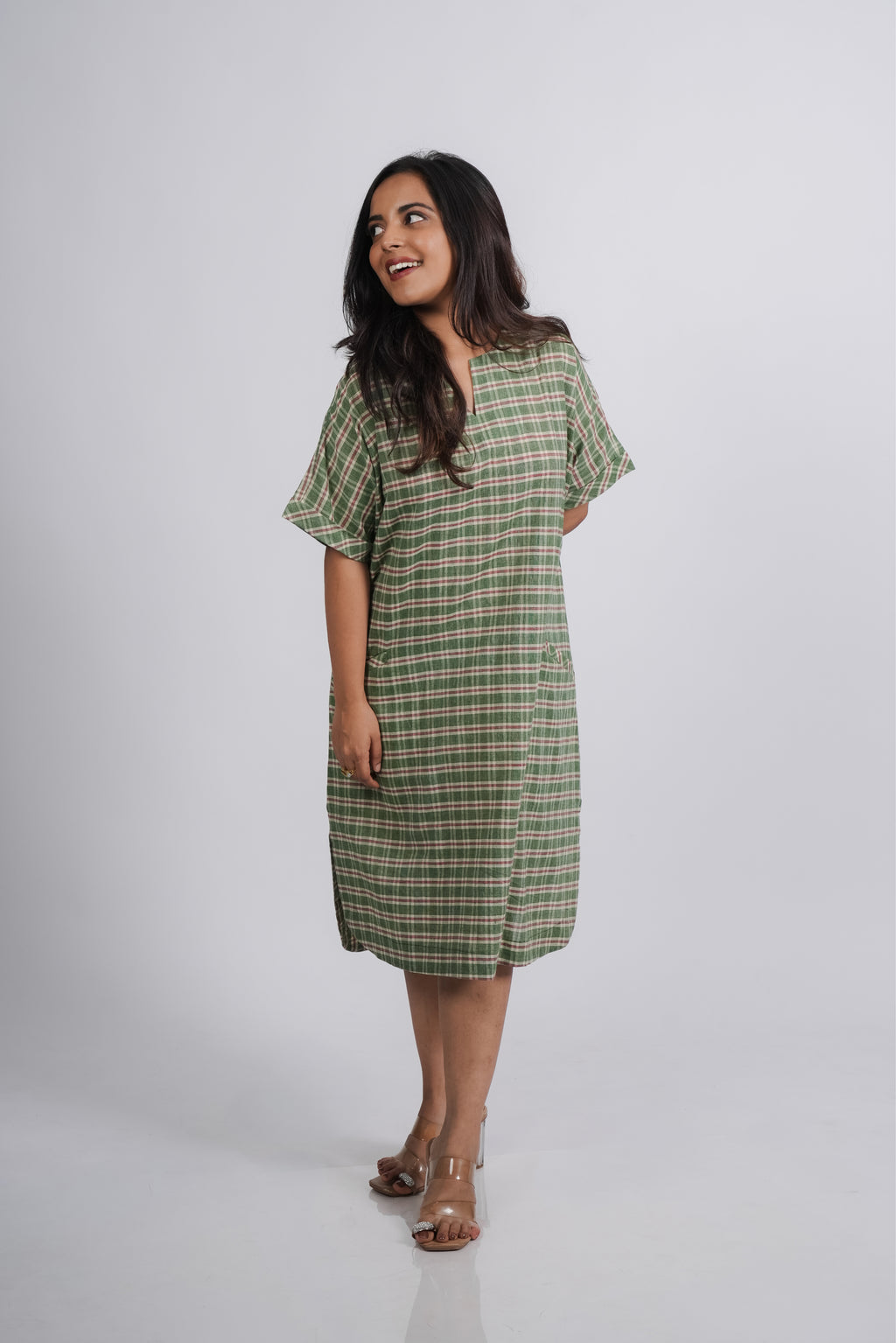Jane Dress in Handwoven Checks