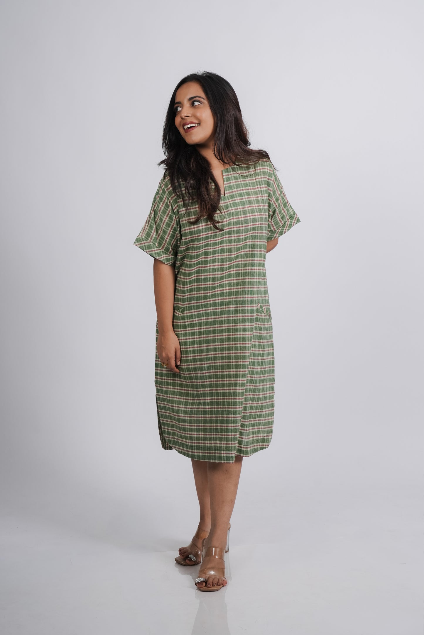 Jane Dress in Handwoven Checks