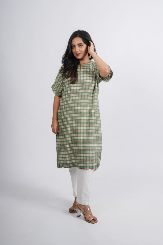 Jane Dress in Handwoven Checks