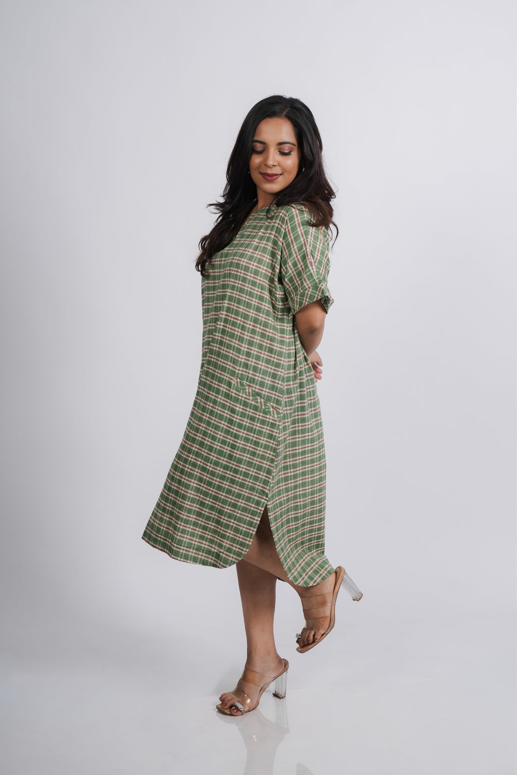 Jane Dress in Handwoven Checks