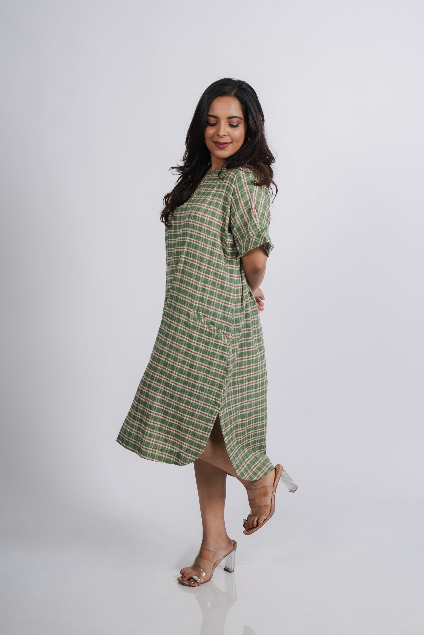 Jane Dress in Handwoven Checks