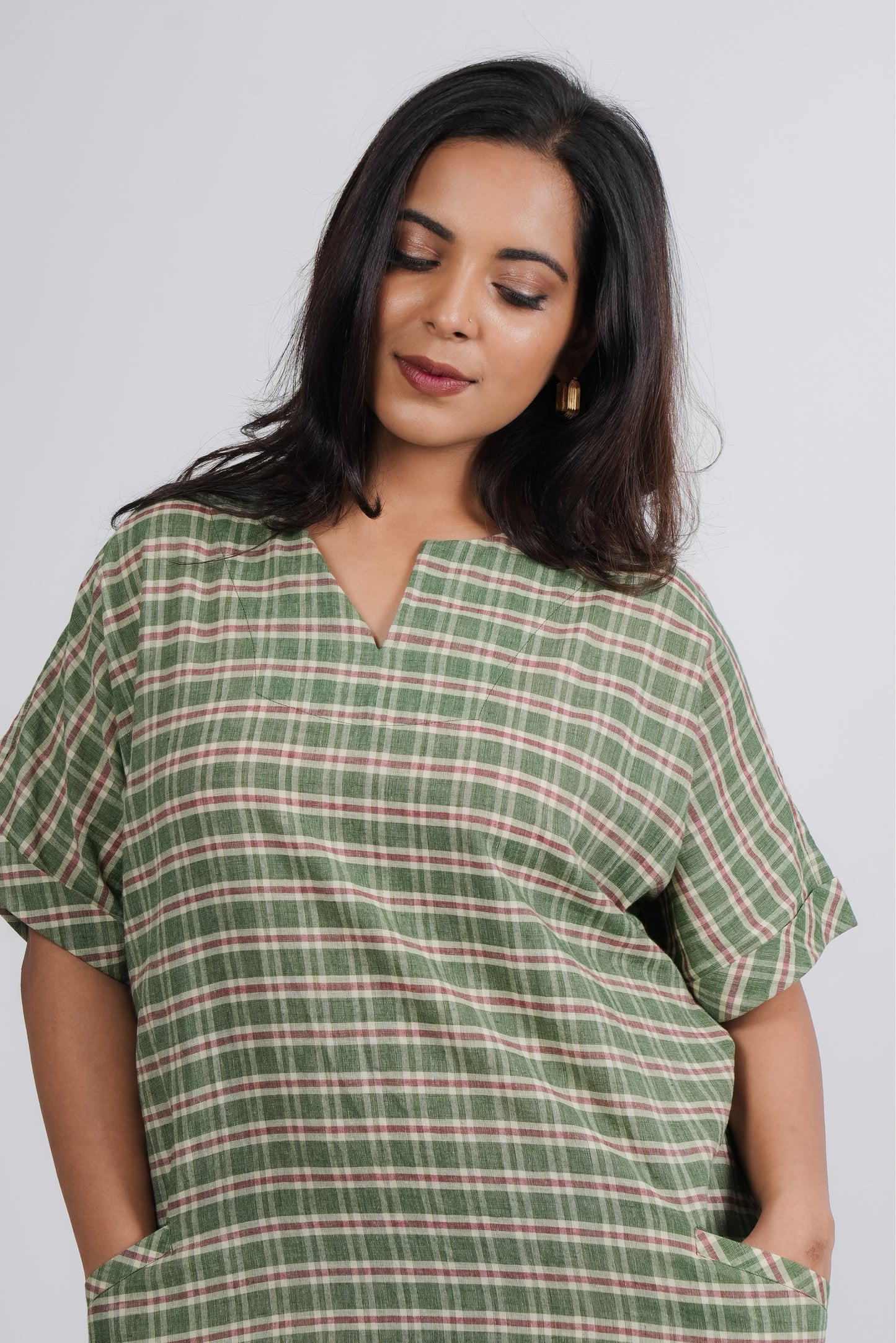 Jane Dress in Handwoven Checks