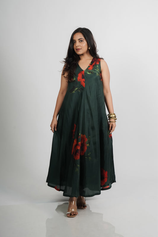 Ruby Dress- Green Print