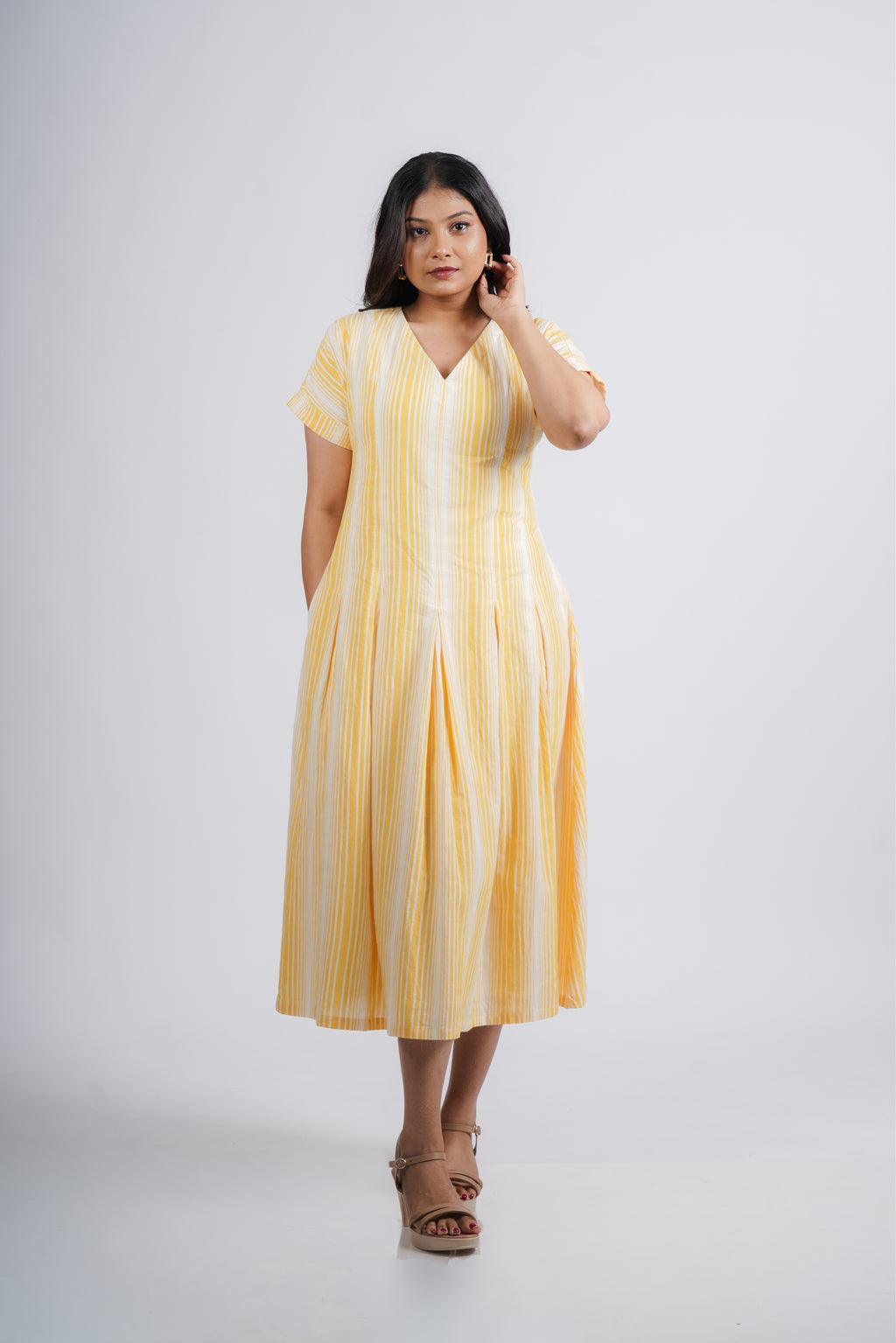 Roma Dress in Handwoven Stripes
