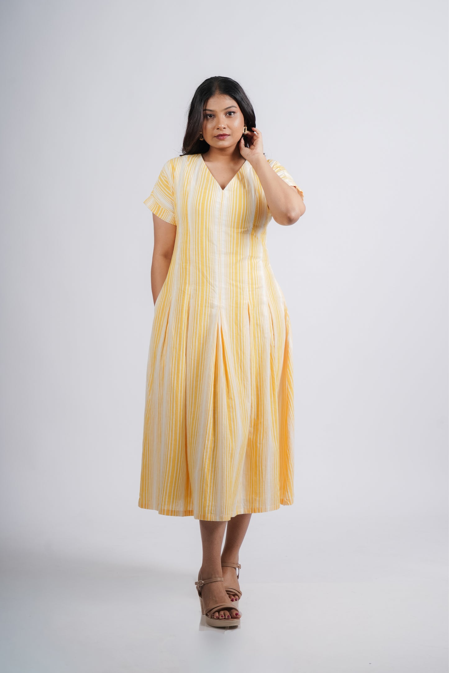 Roma Dress in Handwoven Stripes