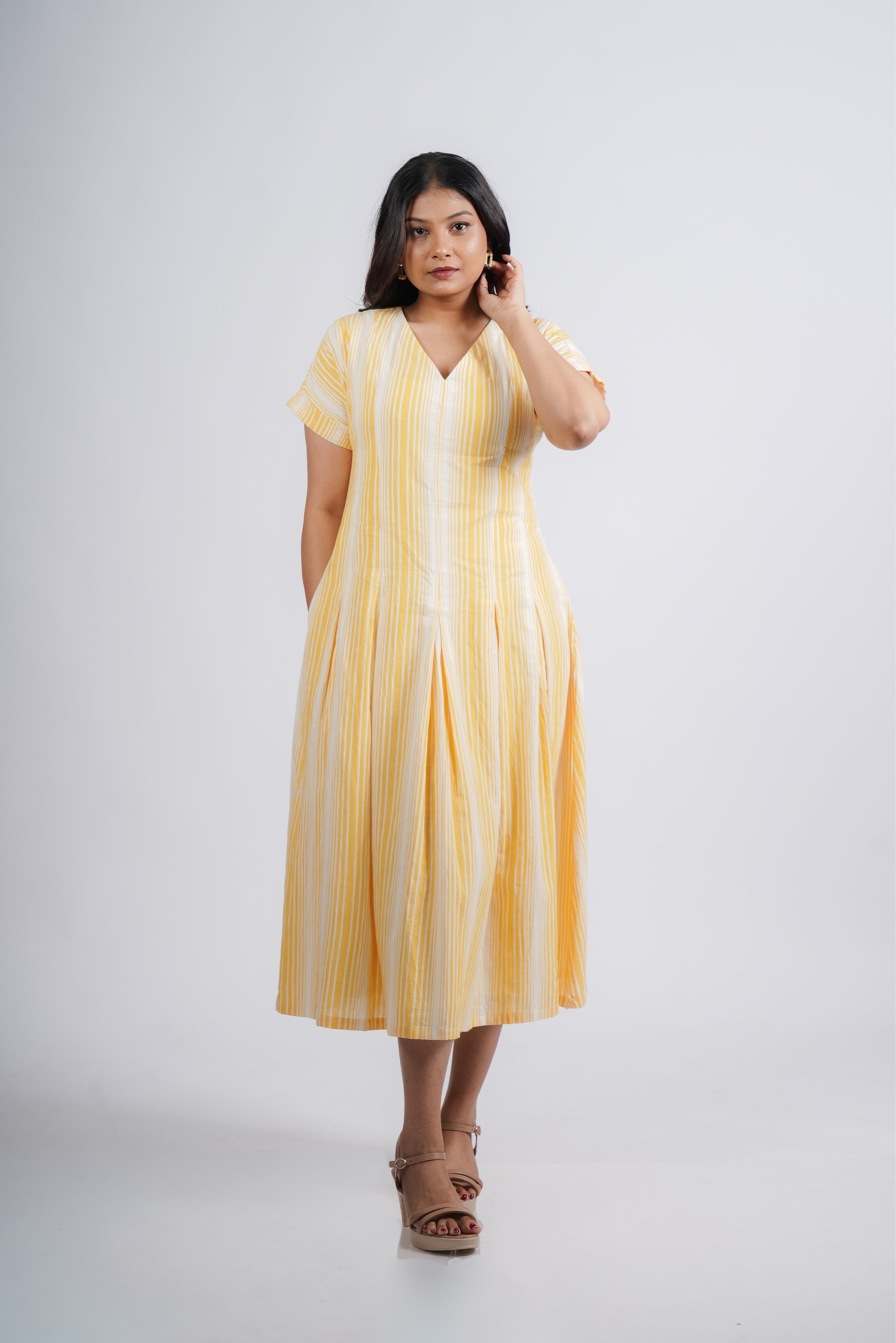 Roma Dress in Handwoven Stripes