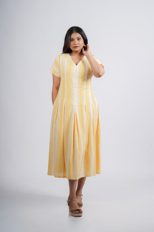 Roma Dress in Handwoven Stripes