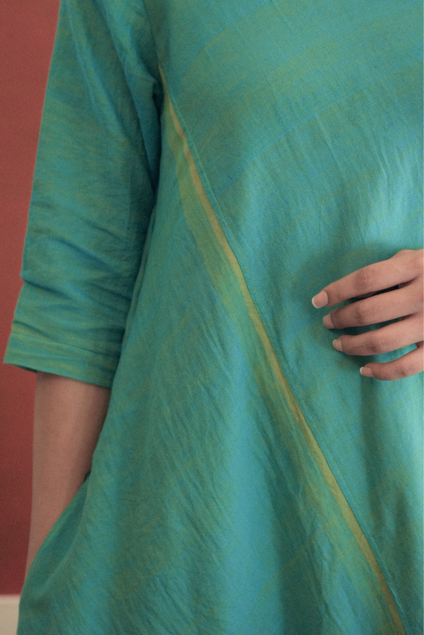 Handwoven Nora Dress- Aqua Green