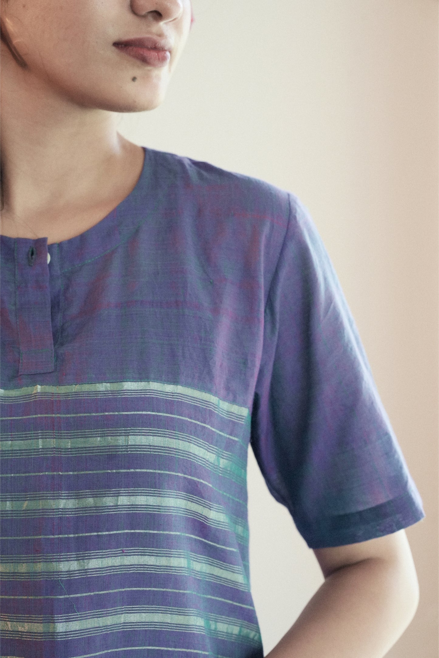 Handwoven Zari Promy Dress- Violet