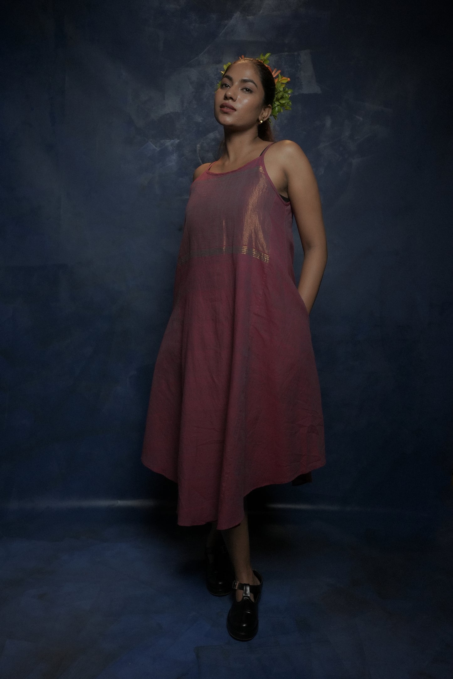 Handwoven Zari Jennis Dress- Pink