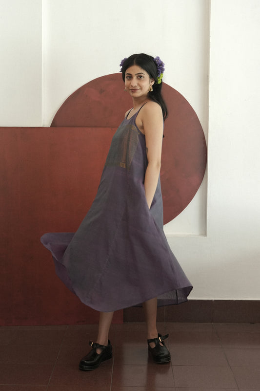 Handwoven Zari Jennis Dress- Violet