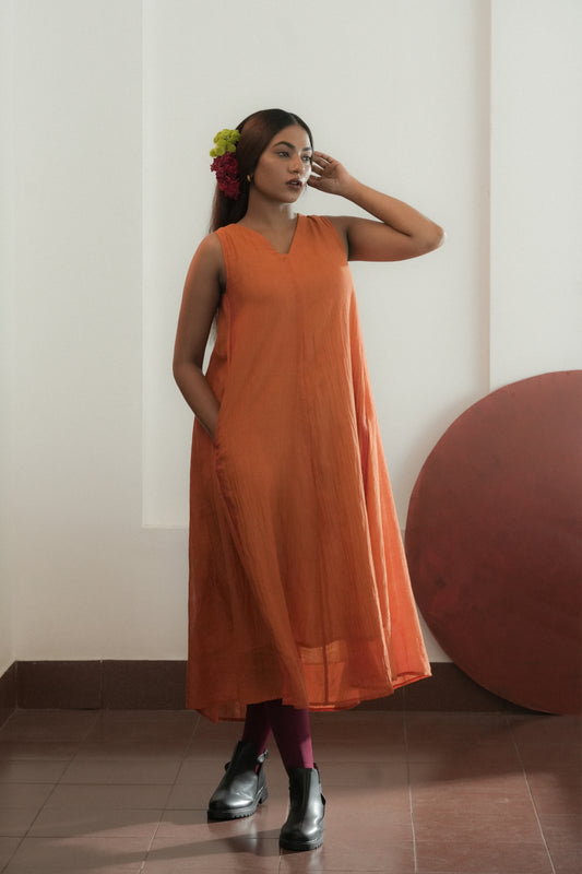 Handwoven Hazel Dress- Orange