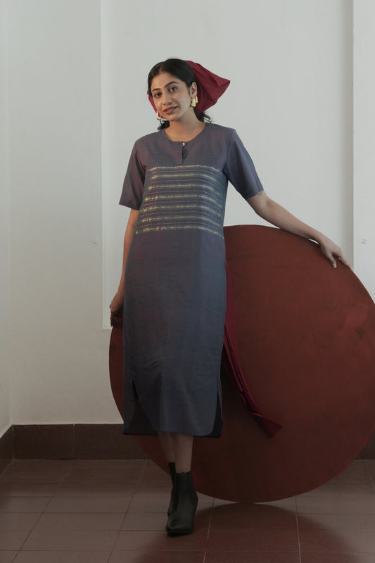 Handwoven Zari Promy Dress- Violet