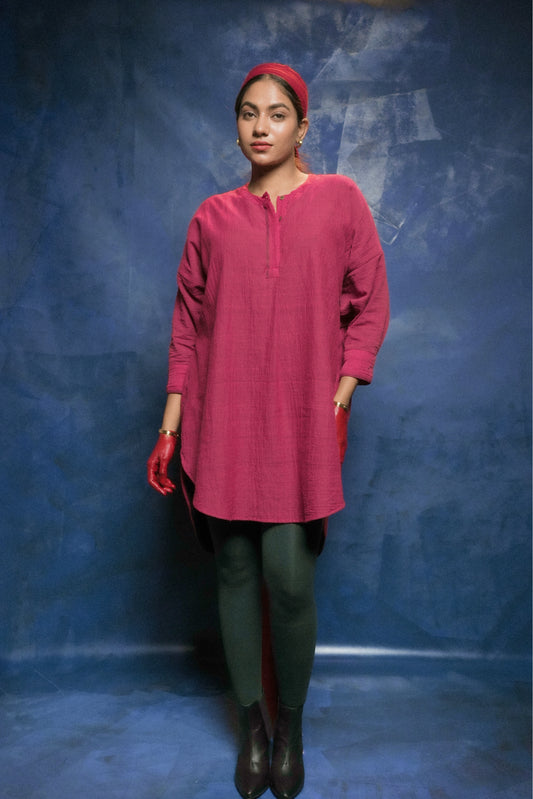 Handwoven Reuben Top- Dark Fuscia