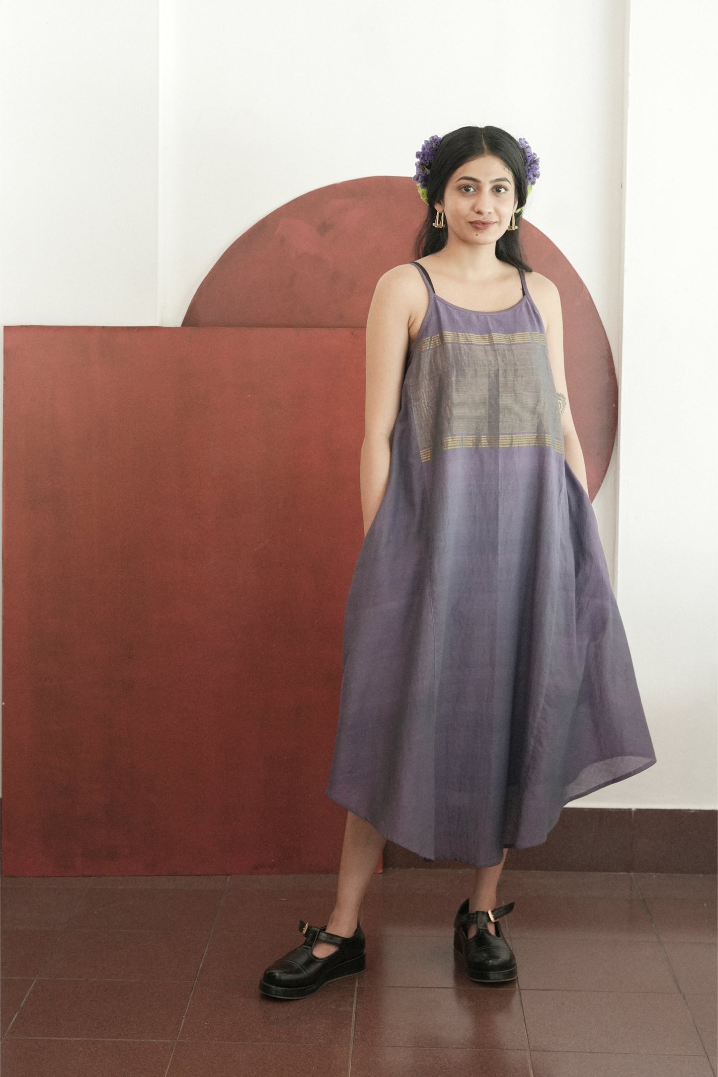 Handwoven Zari Jennis Dress- Violet