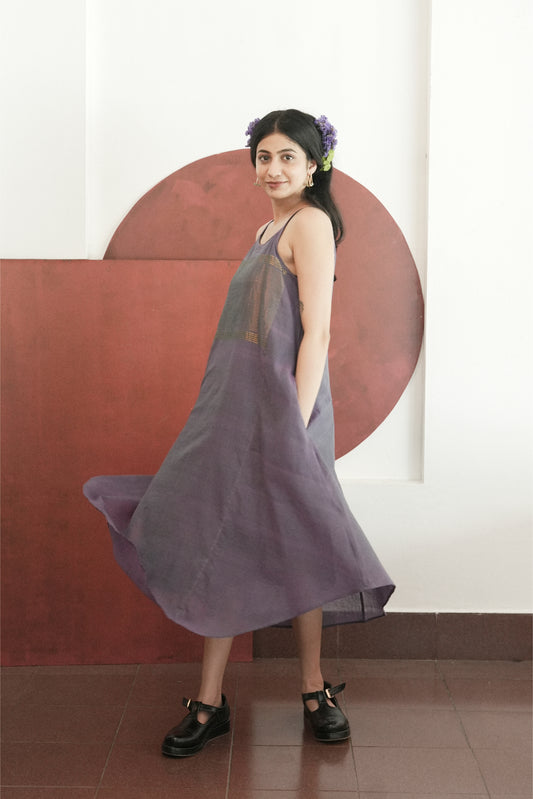 Handwoven Zari Jennis Dress- Violet