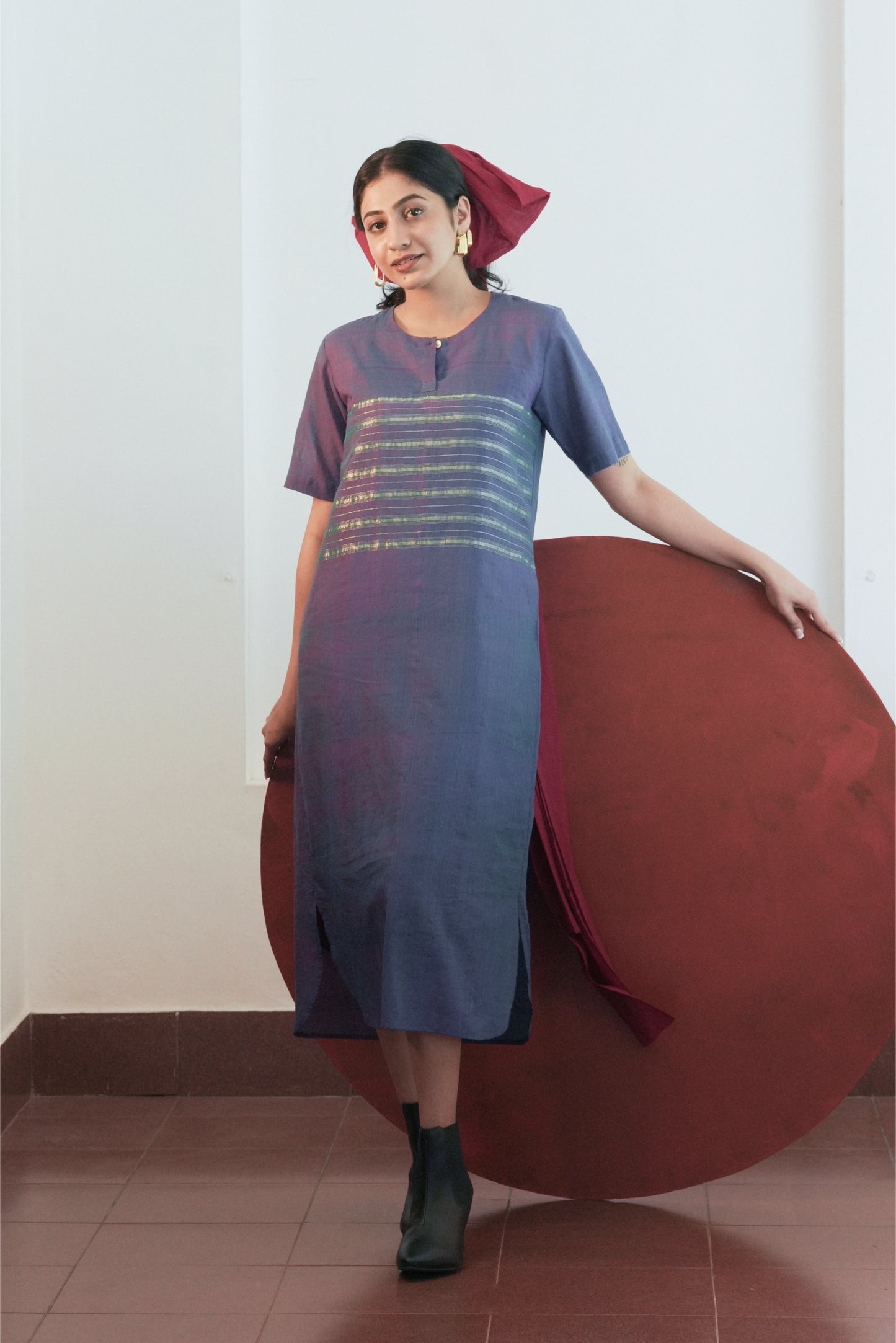 Handwoven Zari Promy Dress- Violet