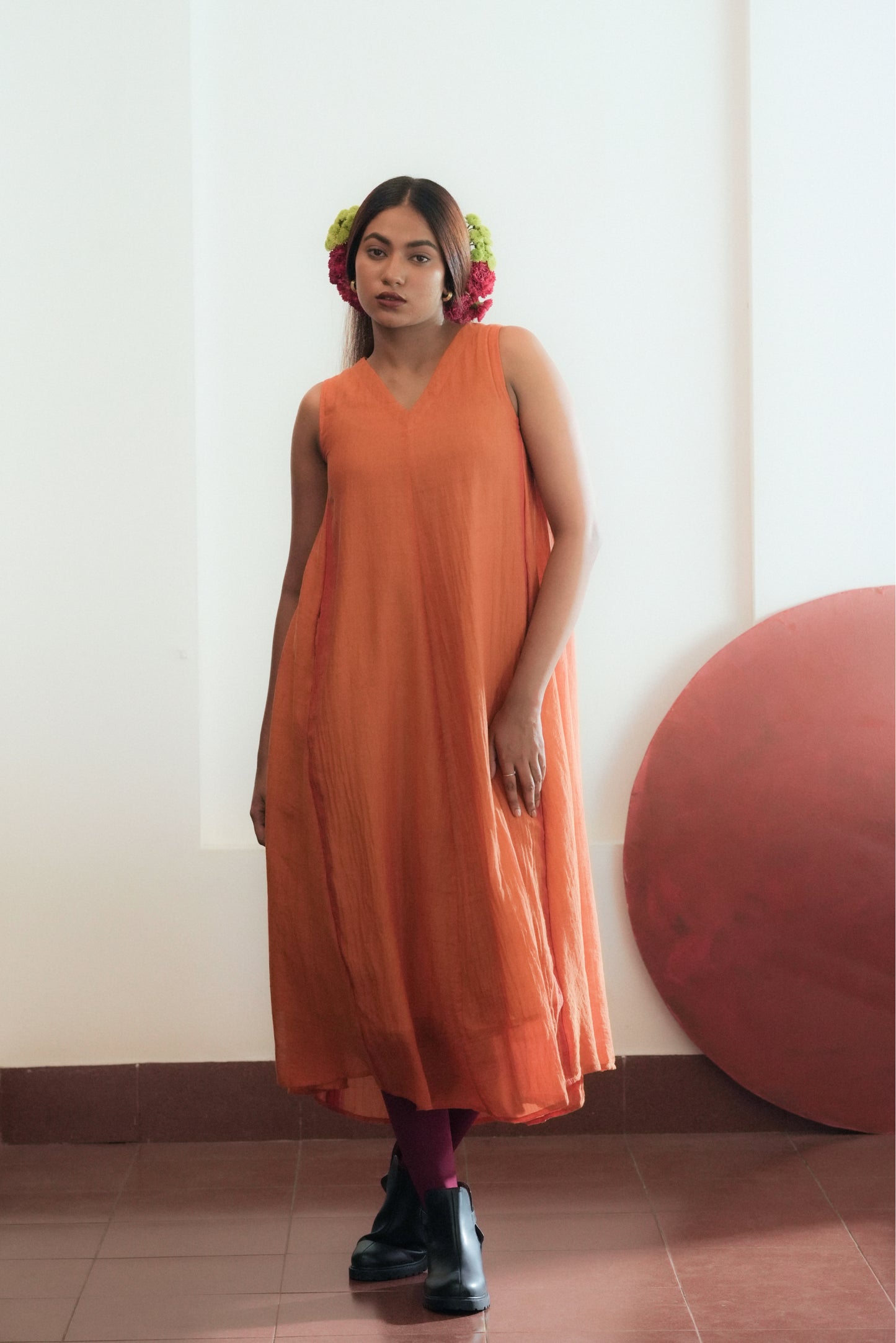 Handwoven Hazel Dress- Orange