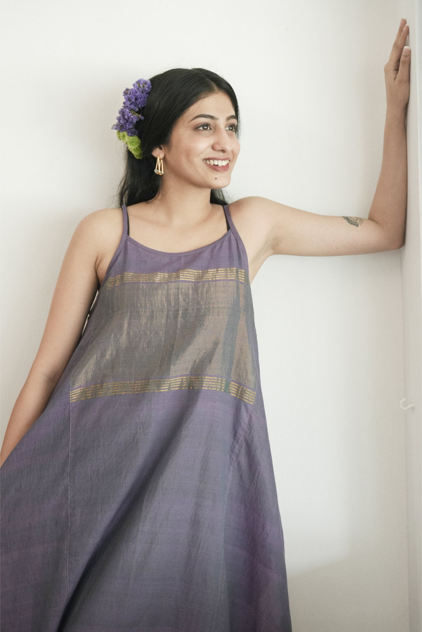 Handwoven Zari Jennis Dress- Violet