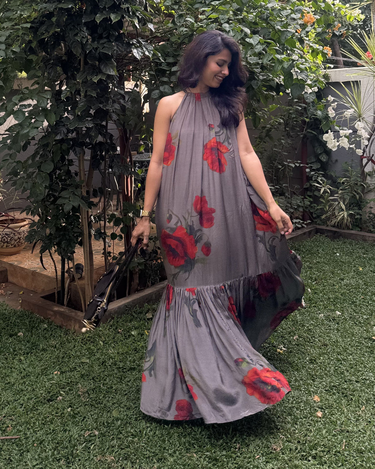 Esther Dress- Grey Poppy
