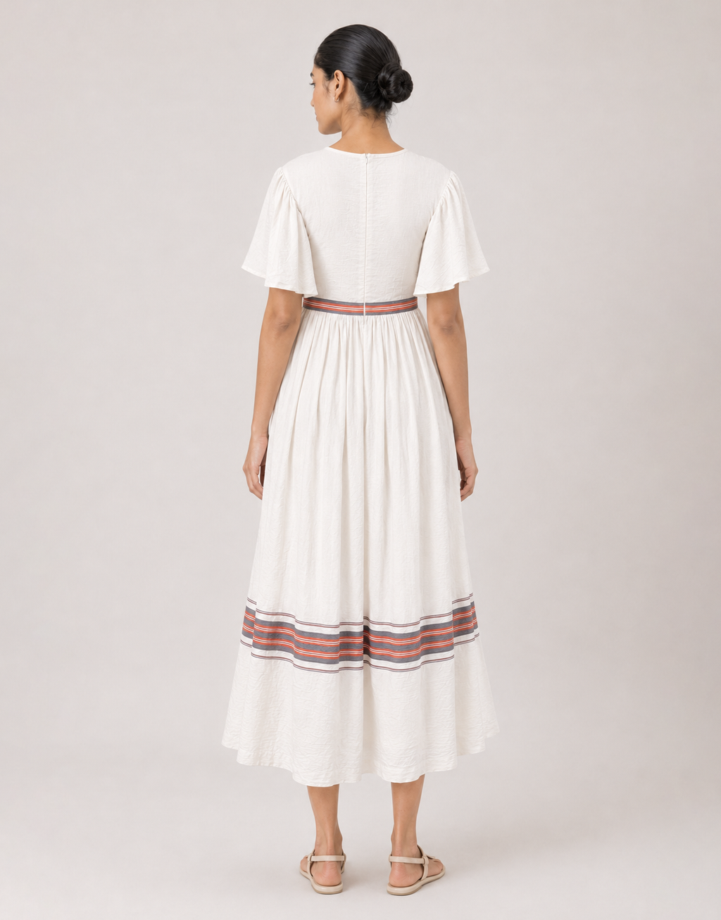 Ivy Dress- Orange and grey stripes