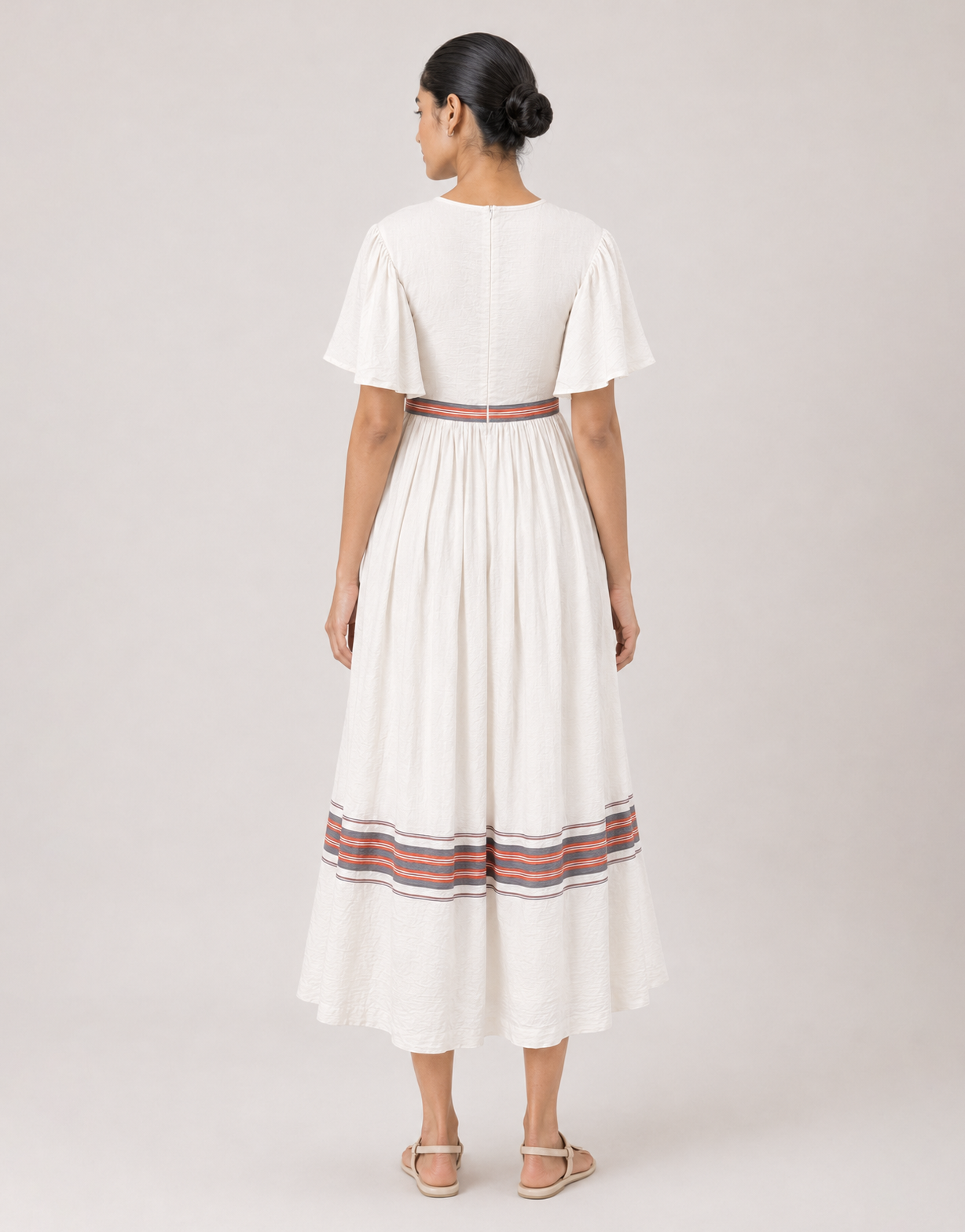Ivy Dress- Orange and grey stripes