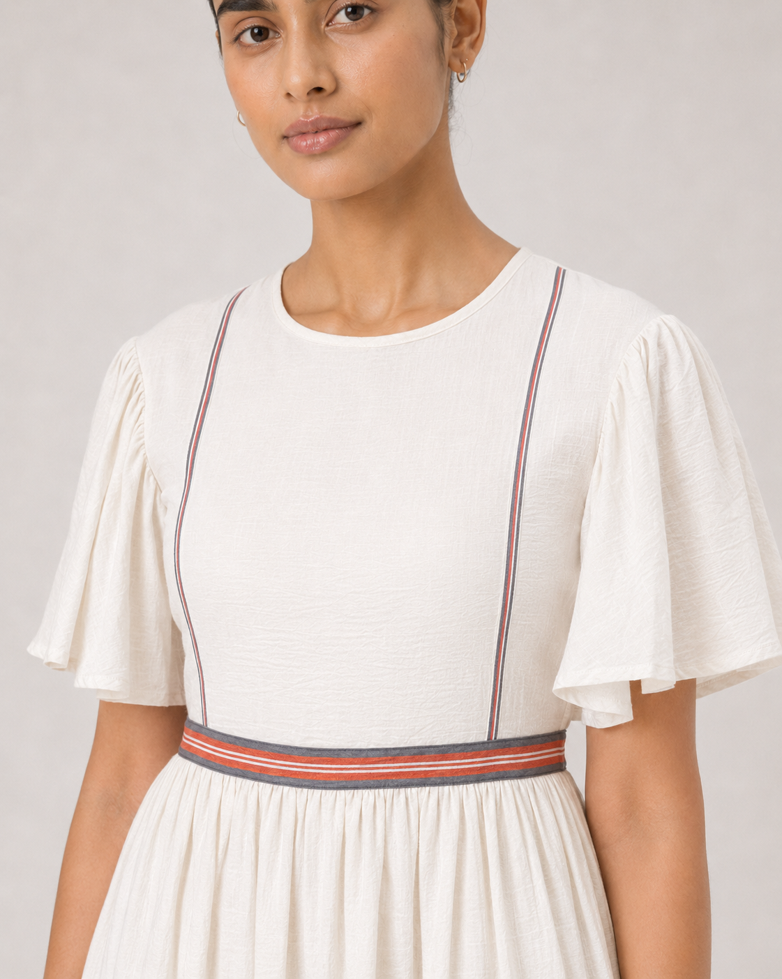 Ivy Dress- Orange and grey stripes
