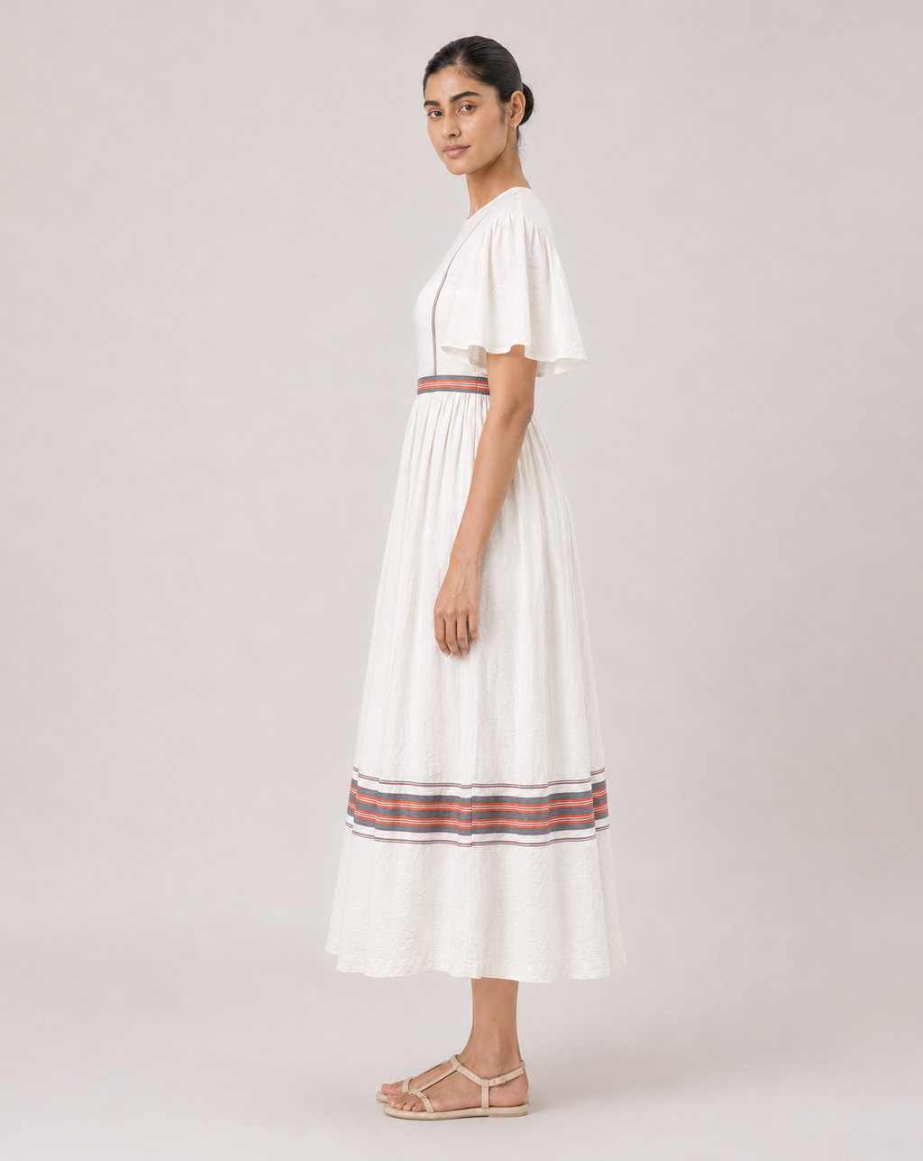 Ivy Dress- Orange and grey stripes
