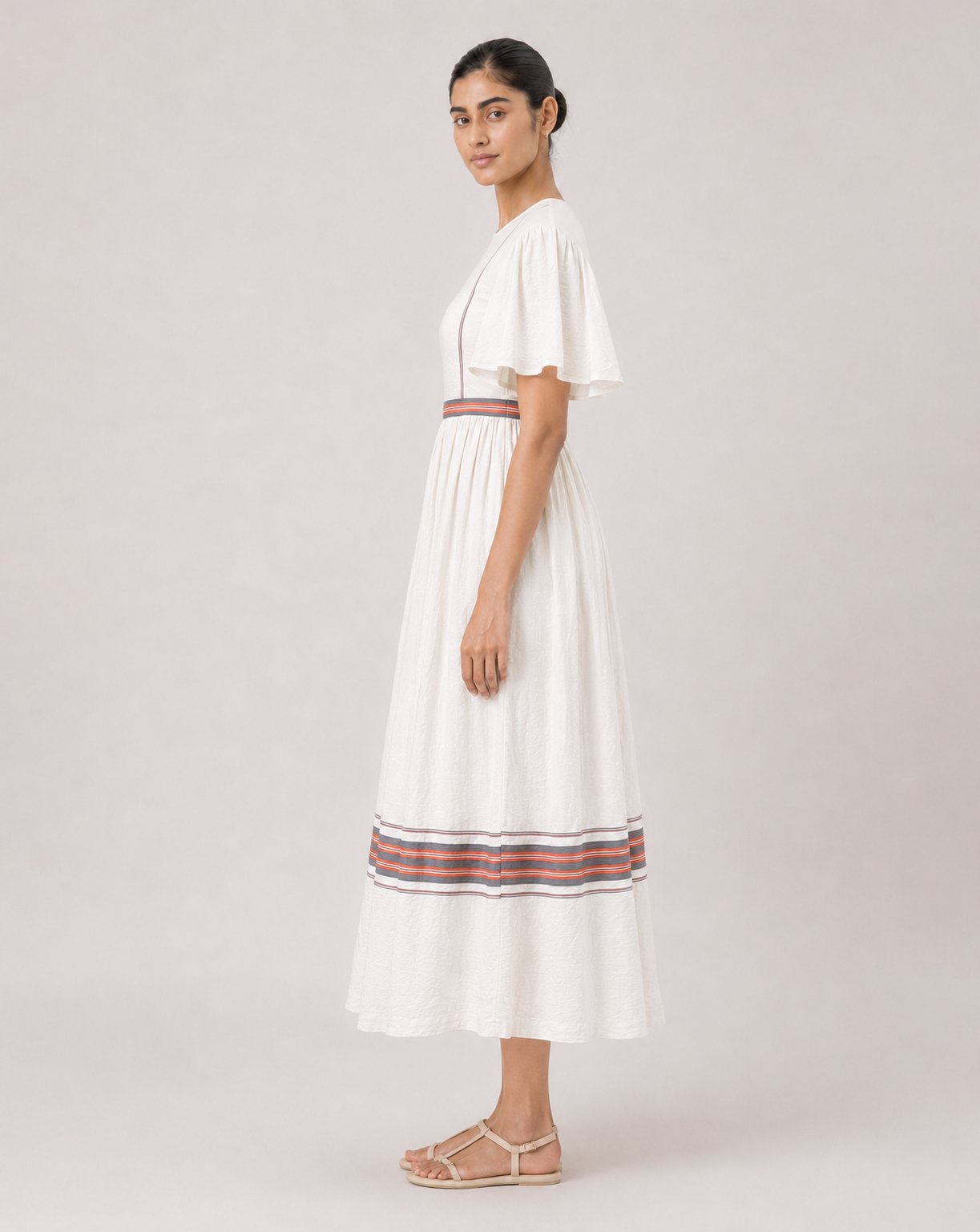 Ivy Dress- Orange and grey stripes