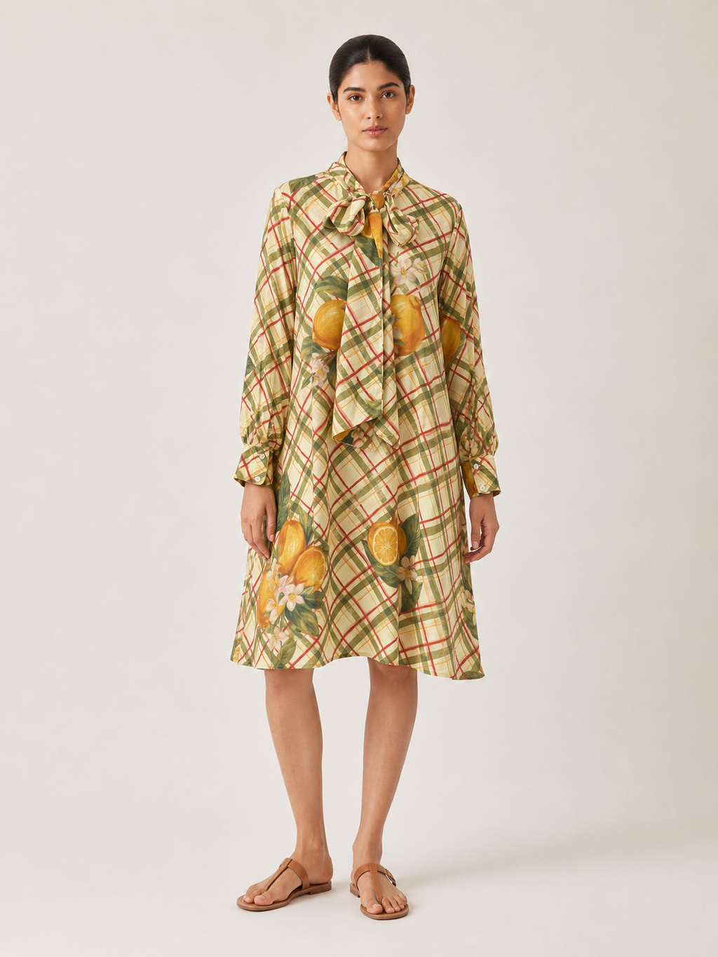 Julia Dress- Lemon plaid