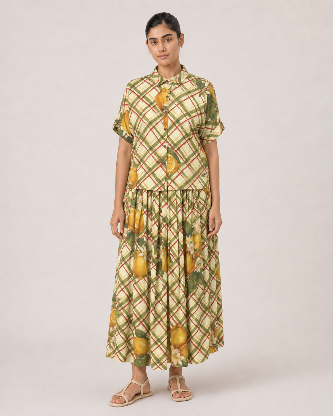 Mia Top & Lauren Skirt- Lemon plaid