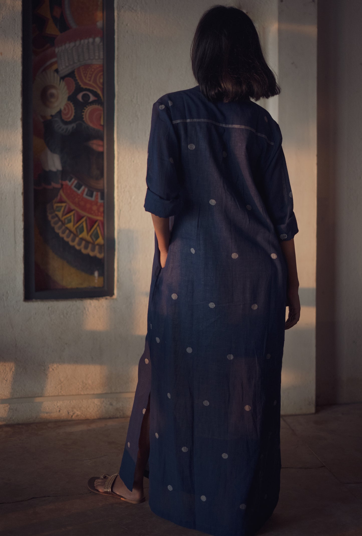 Handwoven Jamdani Indigo Celine Dress